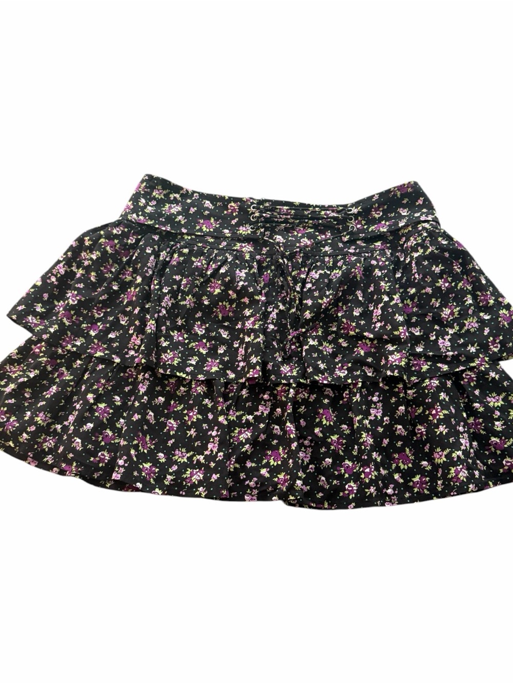 Bebe Floral Tiered Ruffle Mini Skirt Size S